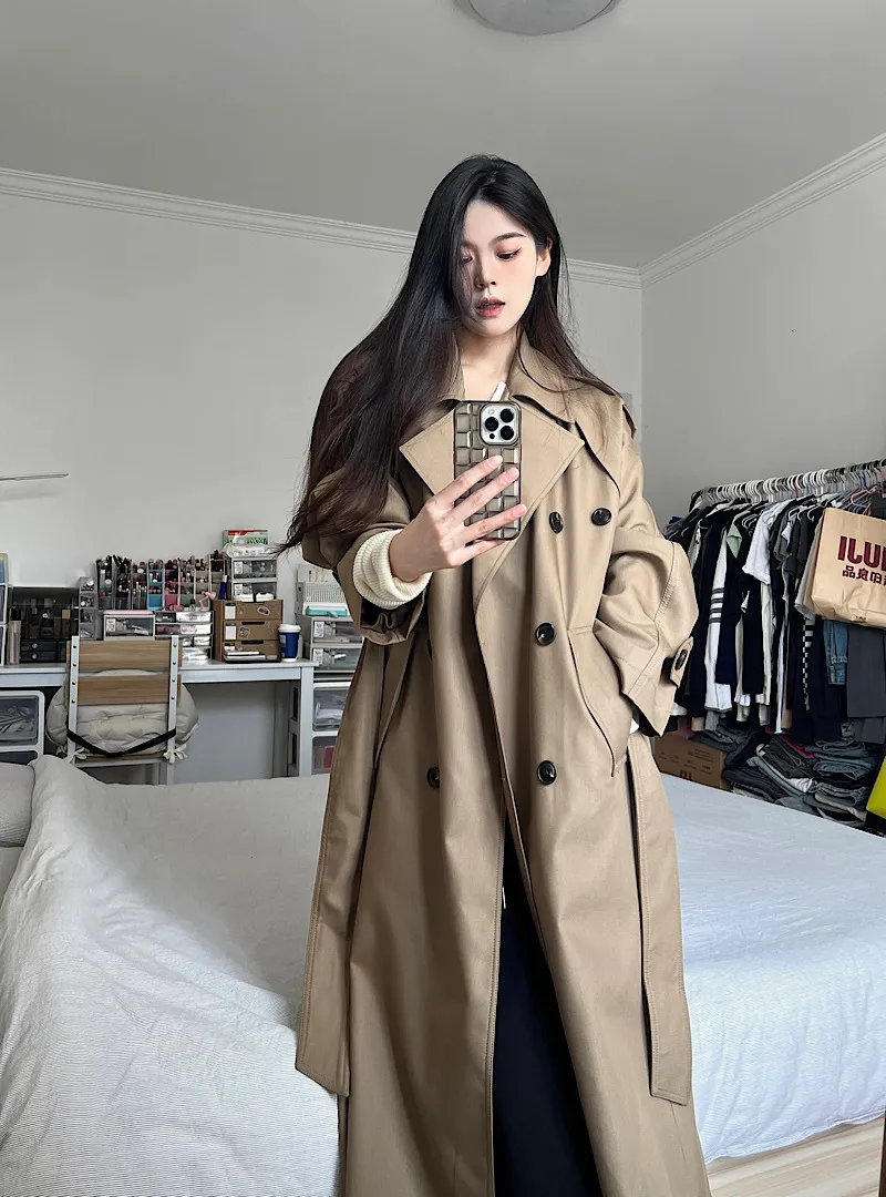 Women's Jackets 2023 high fashion women's Long maxi trench coat double breasted fall winter long coats outerwear 230918