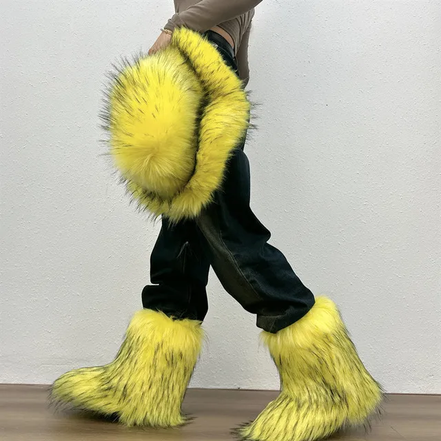YELLO LONG BOOTS husky ファー ブーツ y2k 00s XU（エックスユー）の