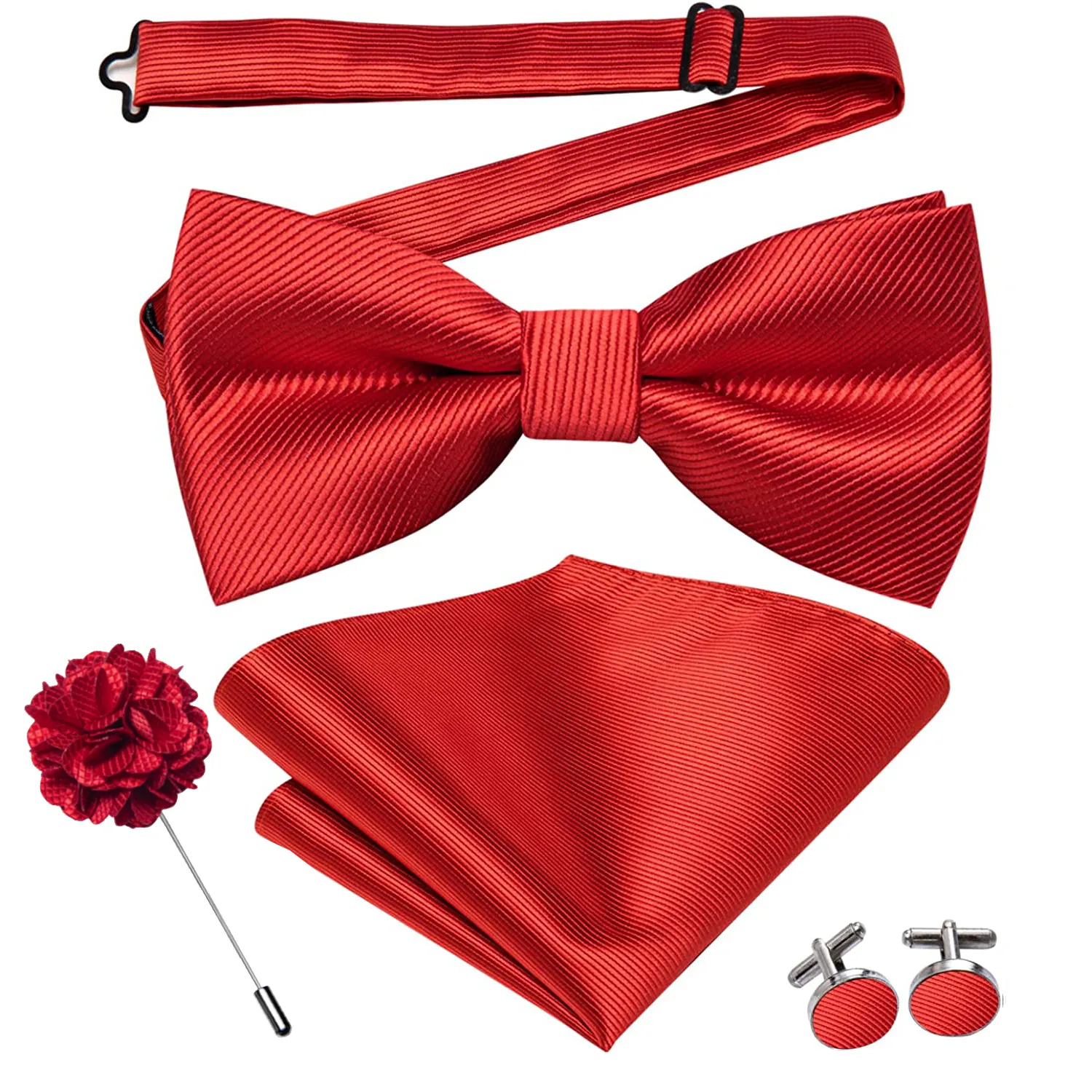 Boyun bağları hi kravat marka ipek erkekler bowtie hanky cufflinks broş seti önceden bağlanmış kelebek düğüm kravat ayarlanabilir papyon düğün hediyesi 230919