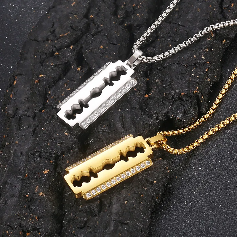 Heren ketting roestvrij stalen mes CNC kristallen hanger hoge kwaliteit sieraden voor man geschenken vriendjes geschenken 3mm 24 inch