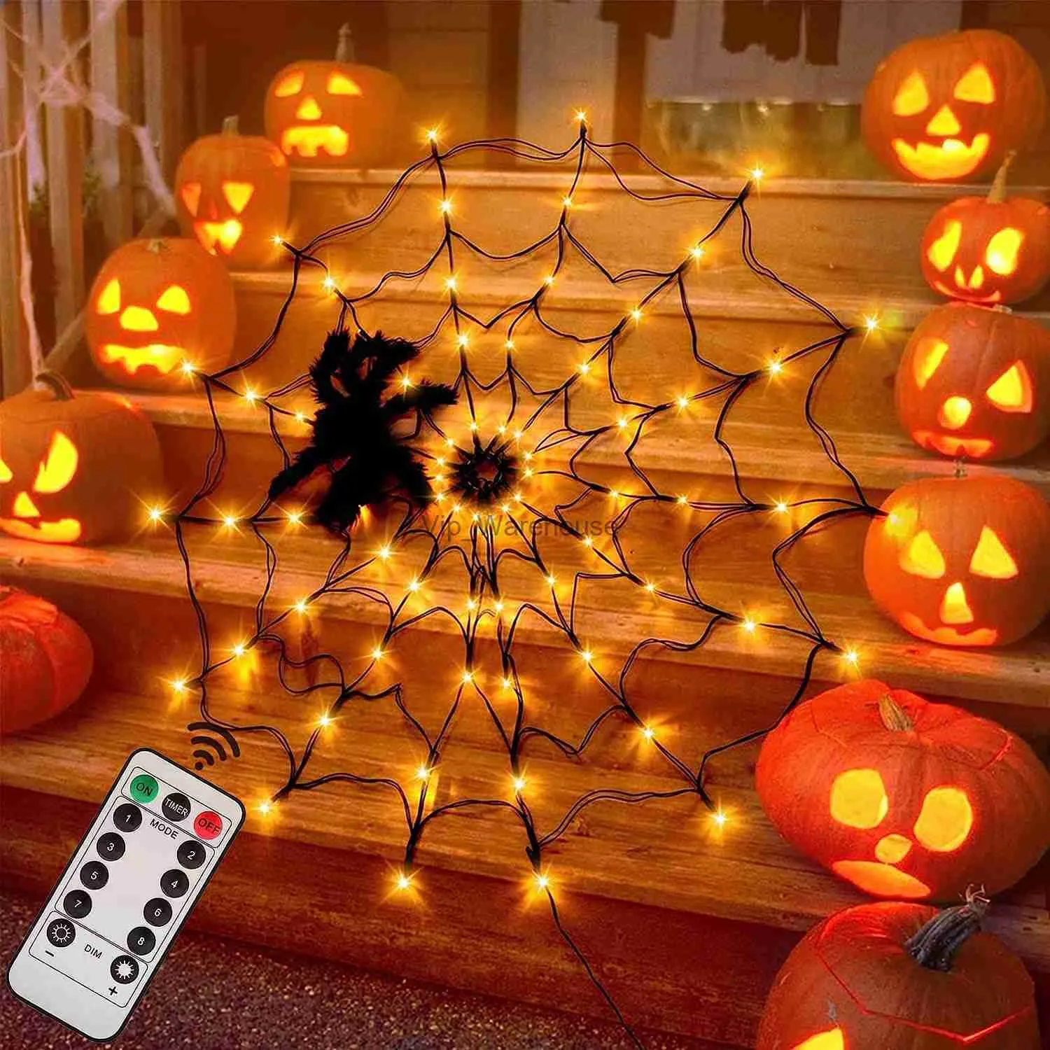 LED Strings Party 2023 New Halloween Christmas Decoration Orange Spider Web String Lights Festoon String Lamp For Indoor Outdoor Holiday Lighting HKD230919