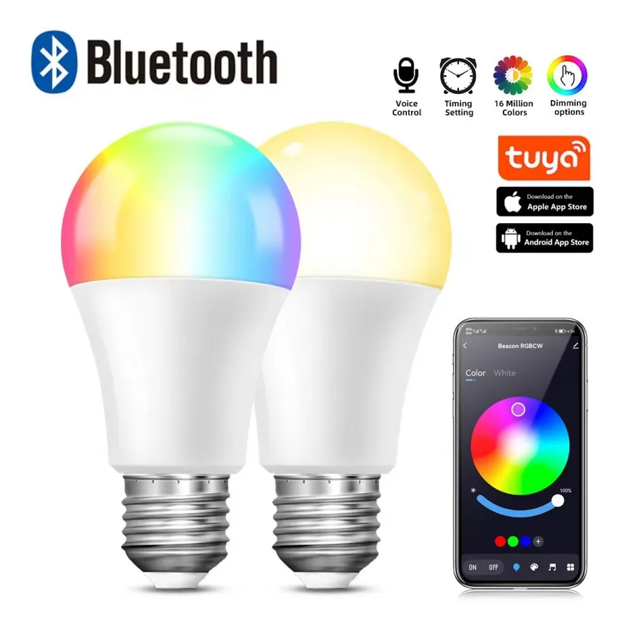 Tuya wifi/bluetooth lâmpada inteligente alexa lâmpada led e27 rgb lâmpadas inteligentes 110v 220v lâmpadas inteligentes para google assistisatnt vida inteligente