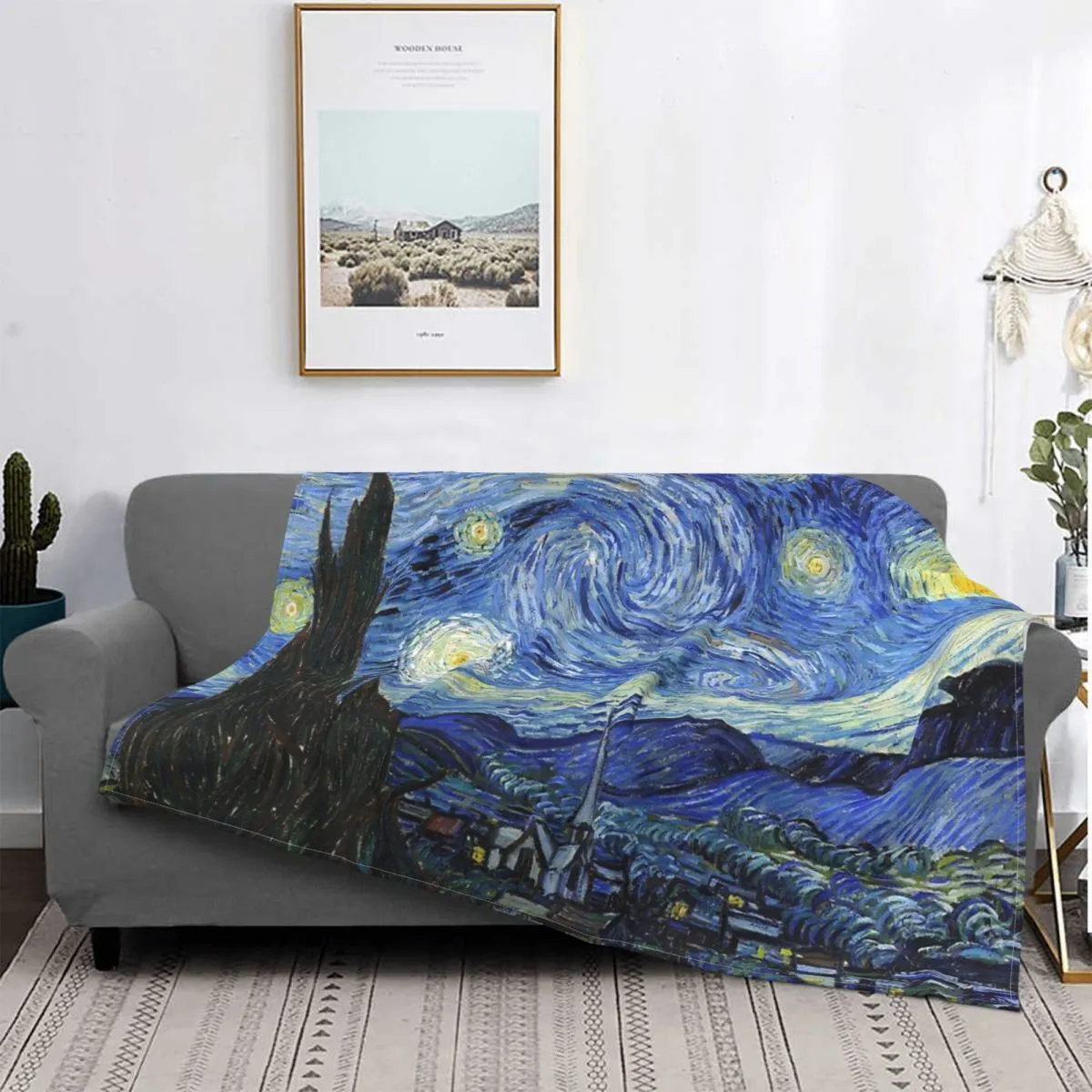 Coperte Coperta La notte stellata di Vincent Van Gogh Stampa artistica Coperta leggera e accogliente per divano poltrona letto Ufficio Regalo per bambini adulti 230919