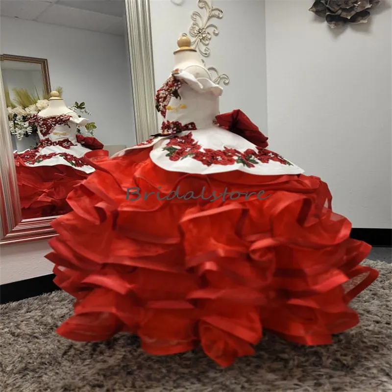 Luxury Mexican Embroidered Flower Girl Dress, Off Shoulder Organza Ball  Gown, Floor Length With Beaded Corset, Bow Applique, Short Capped Sleeves,  Cute Kids Birthday Pageant Dress From Bridalstore, $110.55 | DHgate.Com