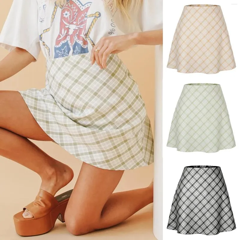 Skirts 2023 Women's Commuter Style Pattern Zipper Skirt All-match Sweet Girl Plaid Women