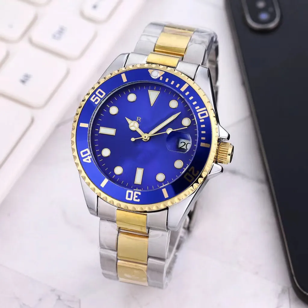 Reloj automático con letra R de marca de lujo clásico para hombres y mujeres Reloj para hombres de alta calidad Caja con correa de reloj con juego de diamantes a prueba de agua de acero inoxidable