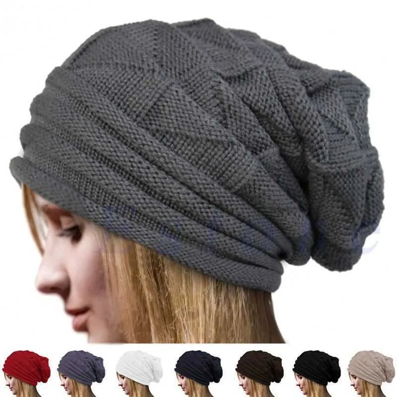 Berretto largo lavorato a maglia Cappello invernale oversize da sci Berretto slouchy Skullies Berretti Donna Uomo Lana caldo unisex 230920