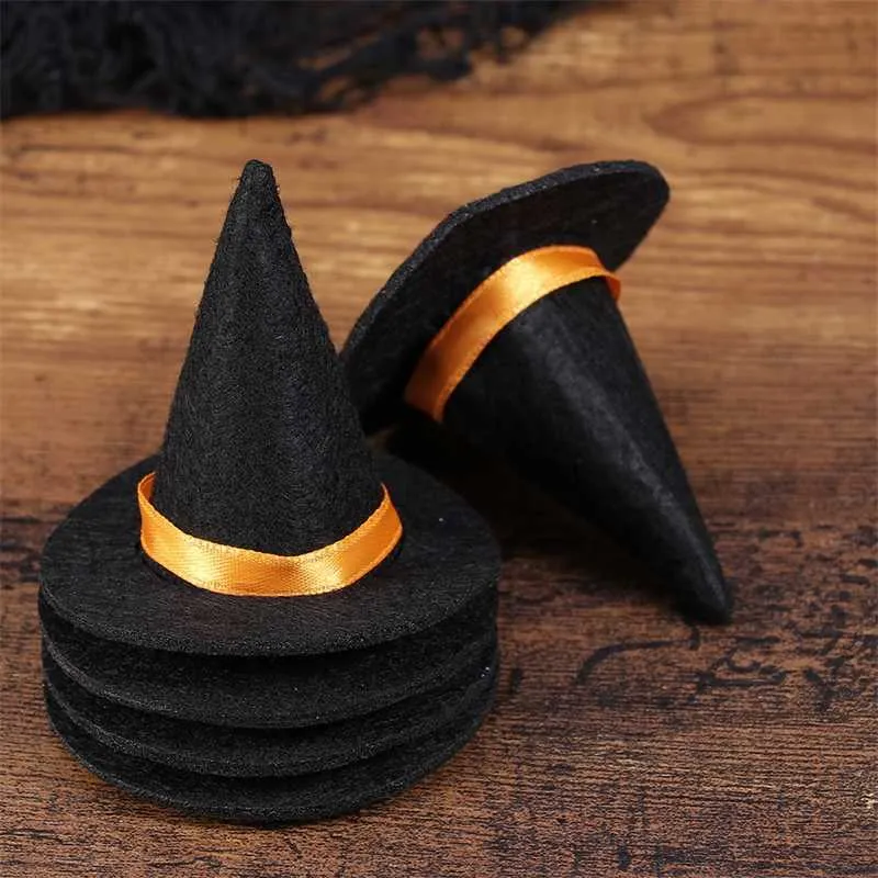 12 pezzi Strega Decor Mini cappello Halloween Puntelli decorativi Fai da te Accessorio Accessori Cappelli per bottiglie Cappellini in feltro 230920