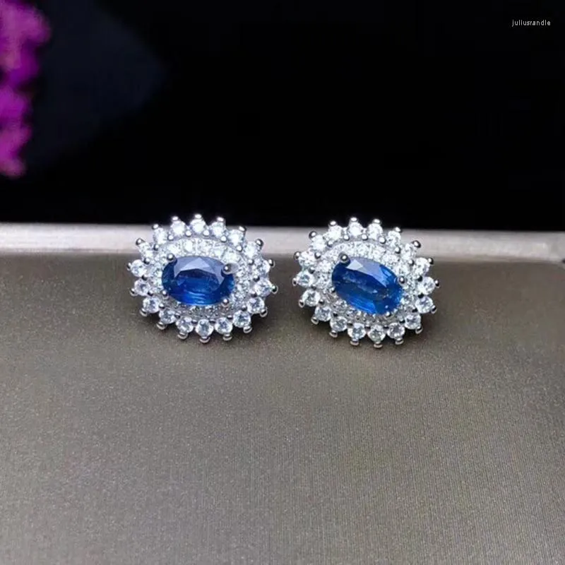 Studörhängen Colife Jewelry 925 Silver Blue Sapphire Earirngs 4 6mm Natural Classic