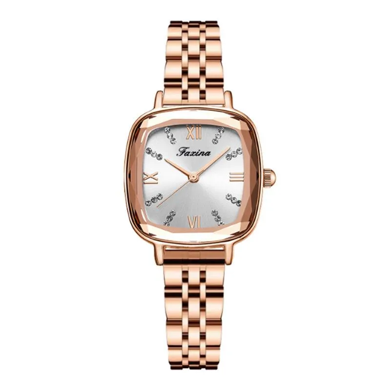 Retro Series Heartbeat Stainless Steel Band Quartz Womens Watches Square Dial Ladies Watch Brilliant Light Wristwatches319S