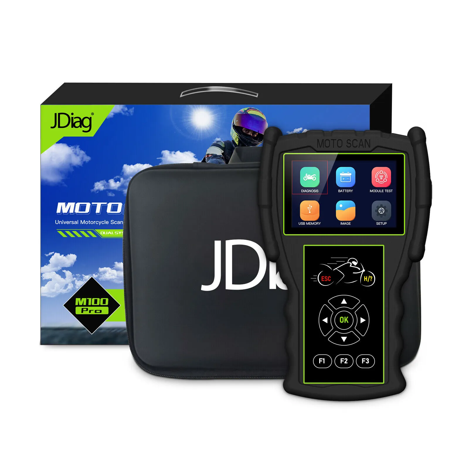 JDiag M100 Pro Motorrad-Diagnosescanner, OBD2-Fehlerdiagnosegerät, Motorrad-Codeleser