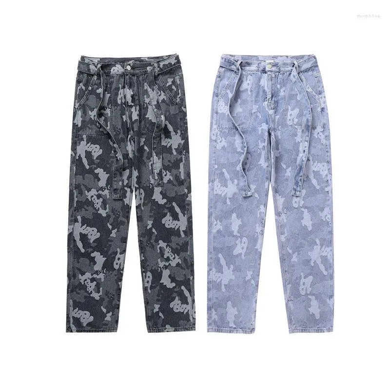 Männer Jeans Mode Herren Gerade Denim Cargo Hosen Biker Frauen Baggy Lose Camouflage Mit Seitentaschen Männer Design Hosen