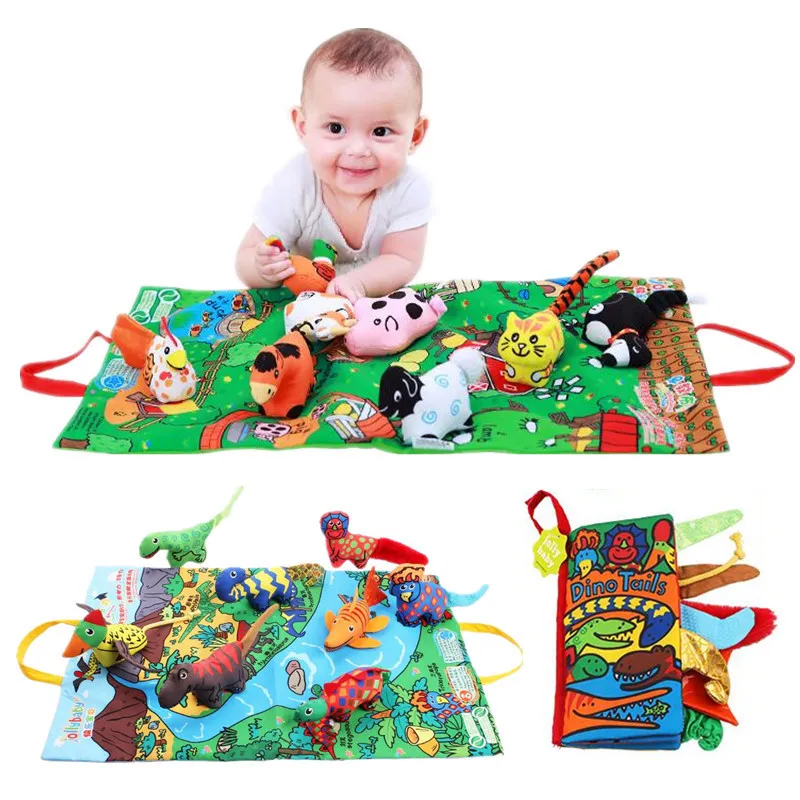 Intelligence toys Soft Activity Unfolding Cloth Animal Tails Book Infant EaRLy Educational Toys for Children 0 12 24 Months Gift 230919