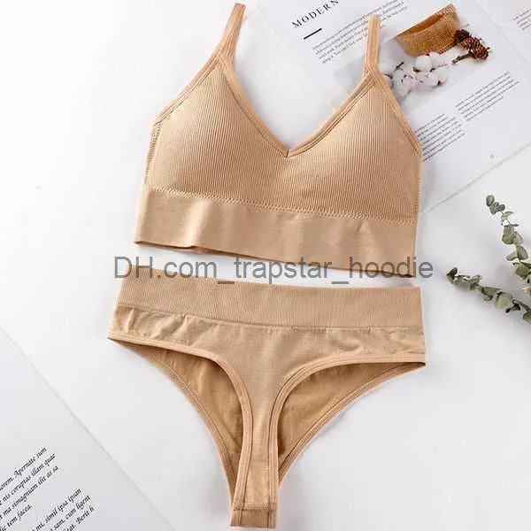 Folomi Womens Seamless Wireless Bra And Panty Set Back Sexy Cotton Thong  Lingerie L230919 From Trapstar_hoodie, $4.39