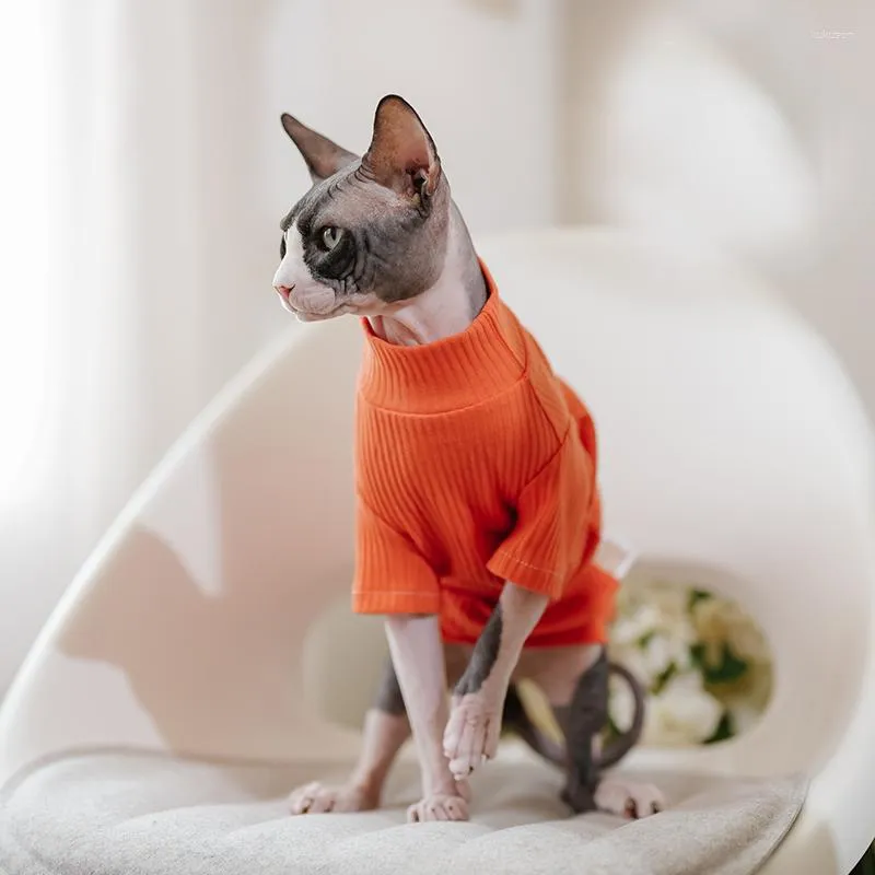 Kattenkostuums Het hele seizoen Katoen Sfinx Hondenkleding voor kleine puppy Haarloze sweatshirt Kleding Gestreept huisdierkostuum Kittens Jumpsuit