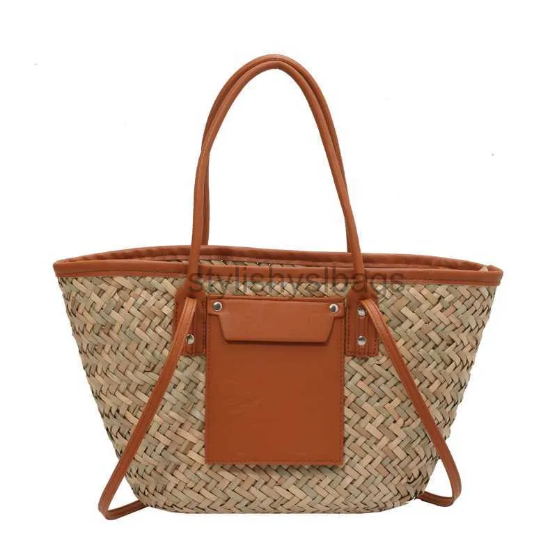 Borse a tracolla Borsa a tracolla in rattan di grande capacità di moda Borsa a tracolla in vimini intrecciata di design da donna Borsa da spiaggia estiva di lusso01stylishyslbags