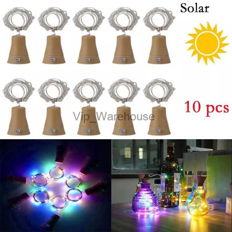 Stringhe LED Party 10 pz / lotto LED Solare Bottiglia di vino Luce 2M 20LED Rame Sughero Fata Luci Fai da te Luci della stringa di Natale per la festa nuziale Dcoration HKD230919