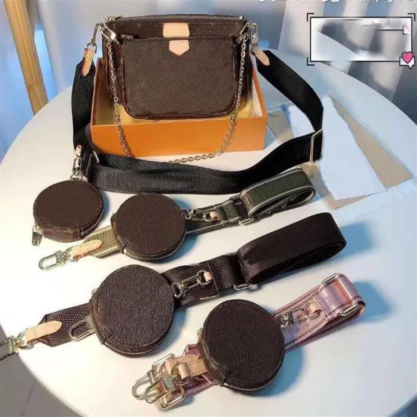 3 szt. Zestaw torby Ulubione multi pochette kobiety Crossbody torebka torebki torebki Kwiaty Projektanci ramion lady skórzana torba 263g