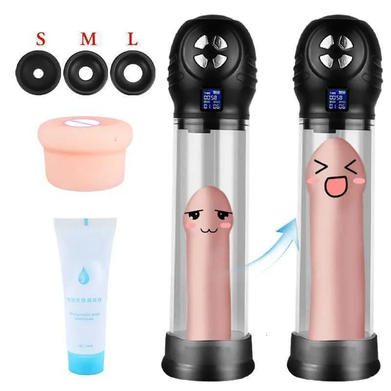 Adult Massager Penis Pump with Lubricant Rechargeable Cock Vacuum for Men Enlargement Male Masturbators e