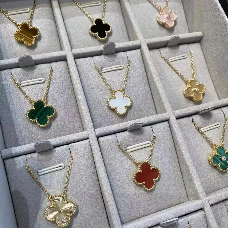Luxury Brand Vans Cleef Necklaces Fashion Single Diamond Agate Pendant