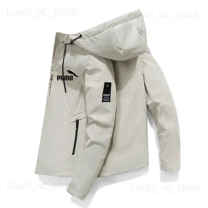 Men's Jackets 2023 Spring Autumn New Jacket Men's Outdoor Sports Windproof Zipper Hoodie Windproof Solid Color Coat Clothing Off White M-5XL T230919