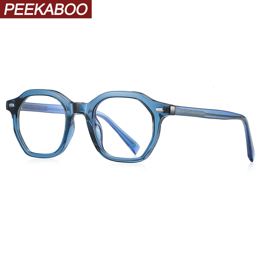 Óculos de bloqueio de luz azul Peekaboo preto azul quadrado óculos quadro mulheres TR90 acetato anti luz azul óculos para homens polígono acessórios de lente clara 230918