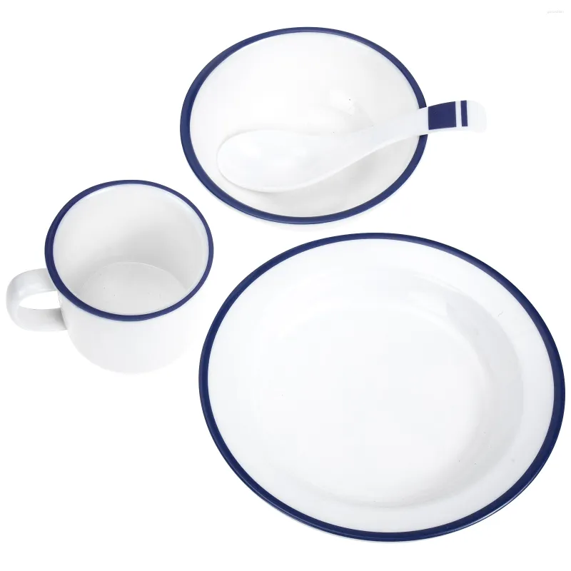 Set di stoviglie Kit di ciotole per stoviglie cinesi in melamina Bicchieri vintage Piatto da pranzo Tazza da caffè