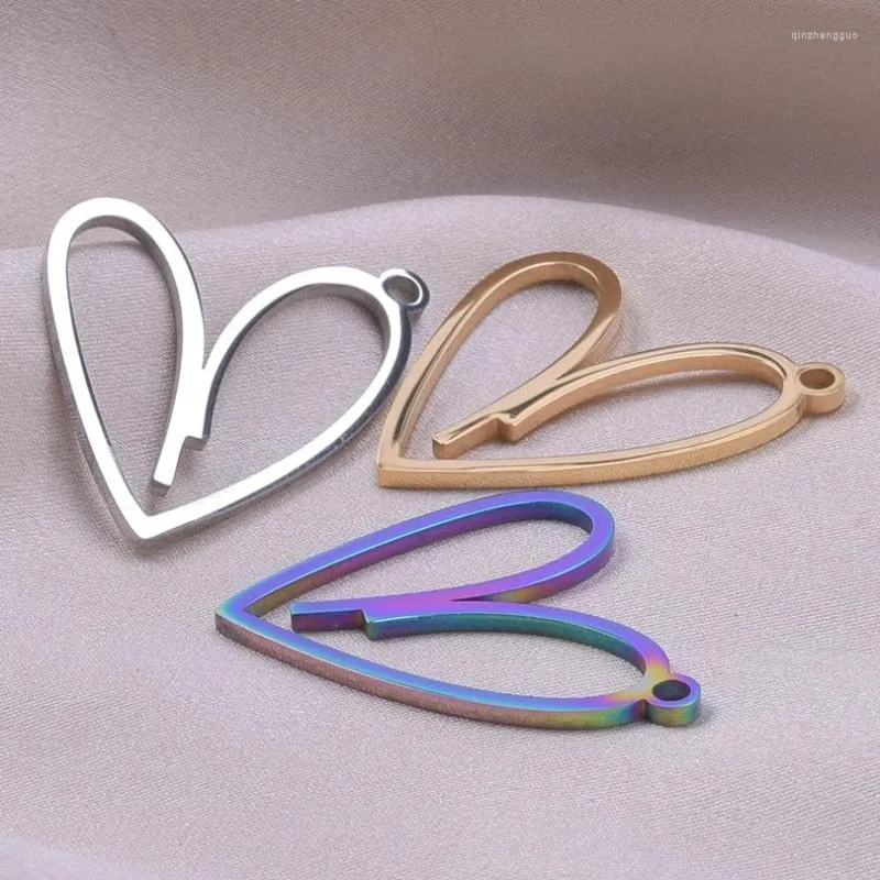 Charms 6-12pcs Creative Metal Hollow Heart Pendant For Jewelry Making DIY Necklace Earrings Handmade Accessories Stainless Steel