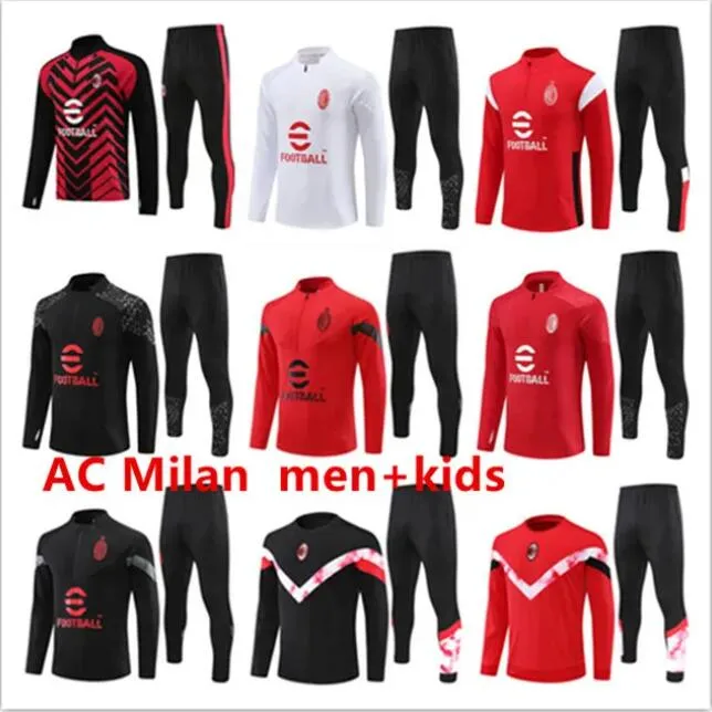 AC 23 24 Milans Trainingspak Ibrahimovic Soccer Milano Survetement 23/24 Maillot Men en Kidsde Foot Milans voetbaltrainingspak