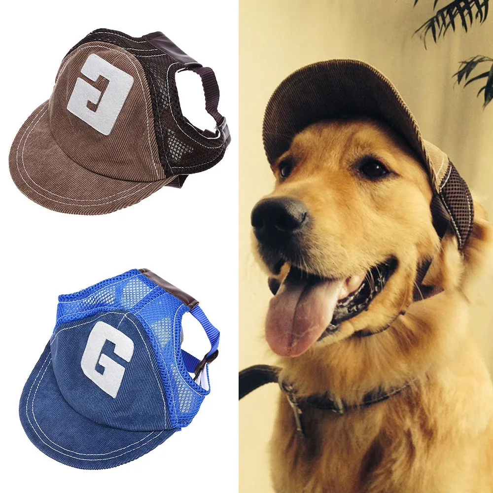 Hundkläder hatt solskyddsmedel baseball mössa utomhussporter med öronhål justerbart husdjur för små och medelstora hundar 230919