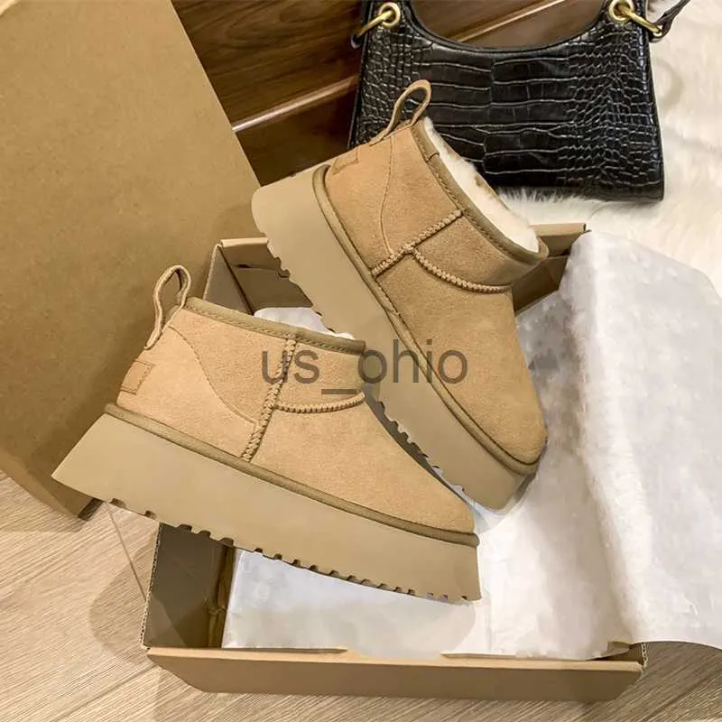 Laarzen 2023 Schapenvacht Wol Uitgebreide Antislip Snowboots Dames Mini Korte Laarzen Warme Winter Verdikte Damesschoenen Botas Mujer J230919