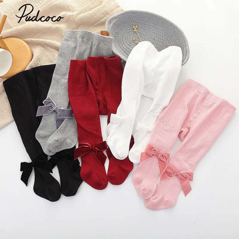 Chaussettes pour enfants Bébé né Bébé Filles Collants Solide Bowknot Leggings Quatre Saisons Bas Longs 5 Couleurs 03 Ans 230919