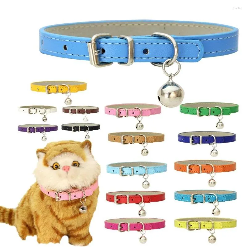 Cat Collars 2023 Fashion Leather With Bells Adjustable Pet Collar And Dog Accessories Supplies