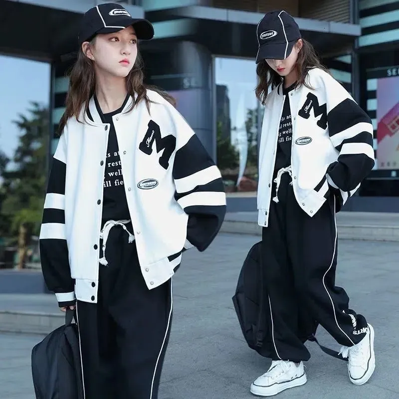 Clothing Sets Kids Autumn Children Tracksuit Teen Girls Baseball Uniform Suits Sports Jackets Pants 2Pcs Outfits Korean Style JK Loungewear 230918