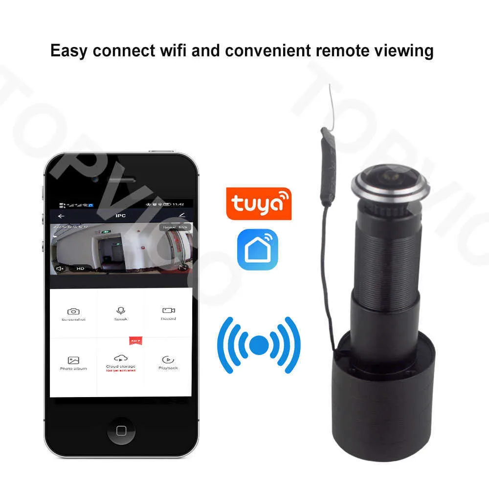 JeaTone mirilla de vídeo WiFi para puerta, timbre Tuya, visor, cámara para  casa inteligente, intercomunicador ocular de vídeo inalámbrico con  grabación de movimiento