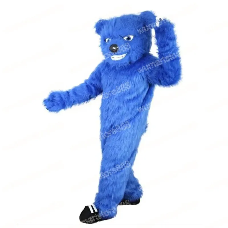 Halloween-Maskottchen-Kostüm mit blauem langem Fell, Bär, Karneval, Unisex-Outfit, Erwachsenengröße, Weihnachten, Geburtstag, Party, Outdoor-Verkleidung, Werbe-Requisiten