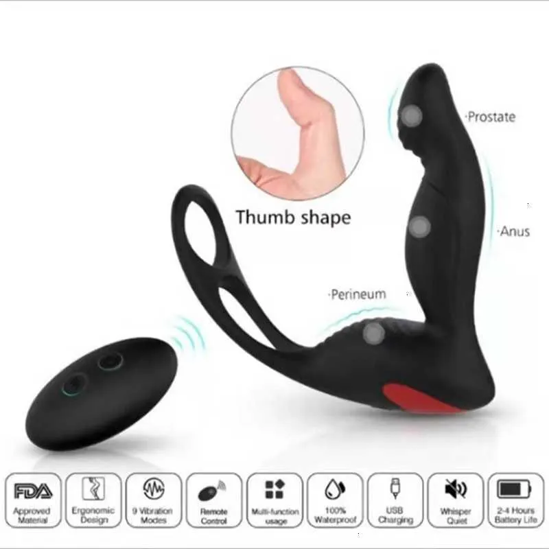 Jouet sexuel masseur pour adultes, stimulateur de cour arrière, Vibration à 9 fréquences, prise anale, télécommande sans fil, Prostate pour adultes