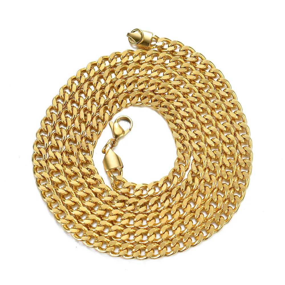 5mm Miami Cuban Link Chain Halskette Männer Goldketten Edelstahl Halskette Halskette Hüfthop Schmuck Geschenk
