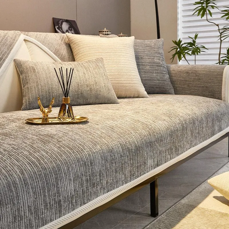 Cadeira cobre sólido chenille 4 lugares sofá para sala de estar sofá de couro slipcover protetor de móveis grosso antiderrapante all-season