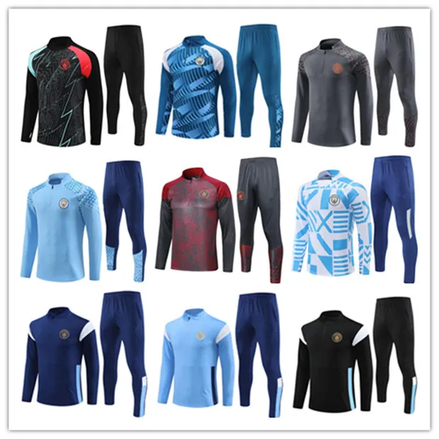 23 24 Survêtement homme City HAALAND Combinaison d'entraînement demi-zip HOMMES Enfants 2023 2024 Vêtements de sport à manches longues Football 2022 2023 Garçons Filles Survêtements enfants