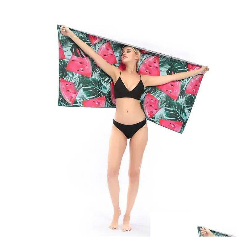 18 Designs Beach Towel Wraps Western Style Soft Printed Scarf Bath High Quality Yoga Pad Double-Faced Pile Mat Drop Delivery Dhdqg