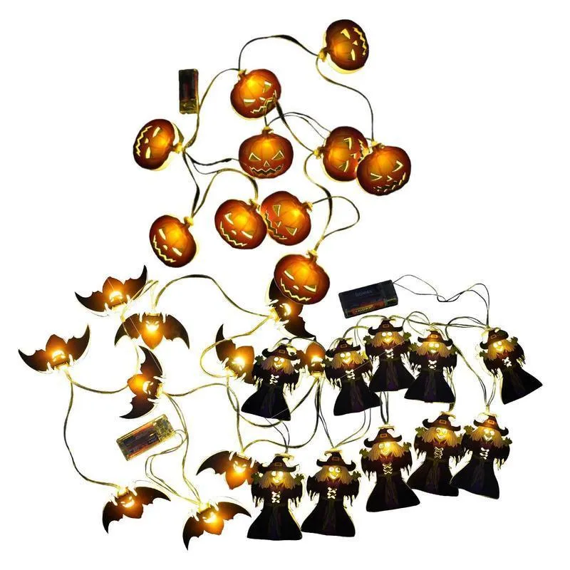 Diğer Etkinlik Partisi Malzemeleri 2m Cadılar Bayramı LED Dize Işıkları Cadı Kabak Yarasa Dekorasyonu Pille Powered İç Mekan Dış Mekan Dekorasyonları 230919