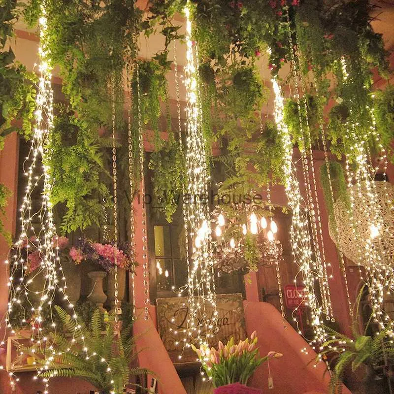 LED Strings Party 280/300 LED Vines Lights Copper Wire Curtain Lamp EU / US Plug Fairy Wedding Party Bedroom Garden Decoration Light String HKD230919