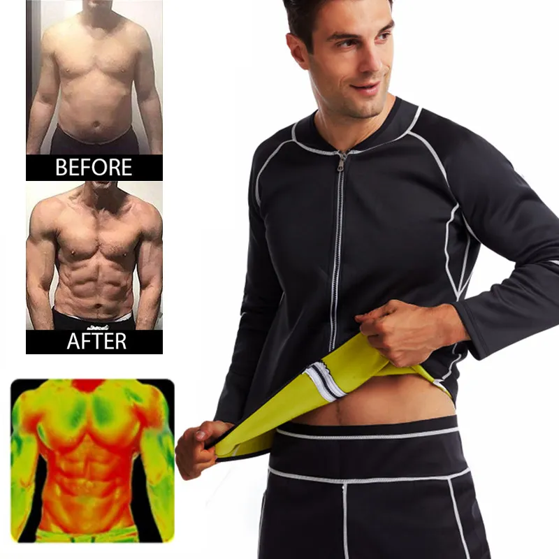 Homens Body Shapers CXZD Suor Neoprene Sauna Terno Para Homens Perda De  Peso Camisa De Treino Emagrecimento Calças Corpo Shaper Fitness Jacket Gym  Top Shapewear 230919 De $79,52