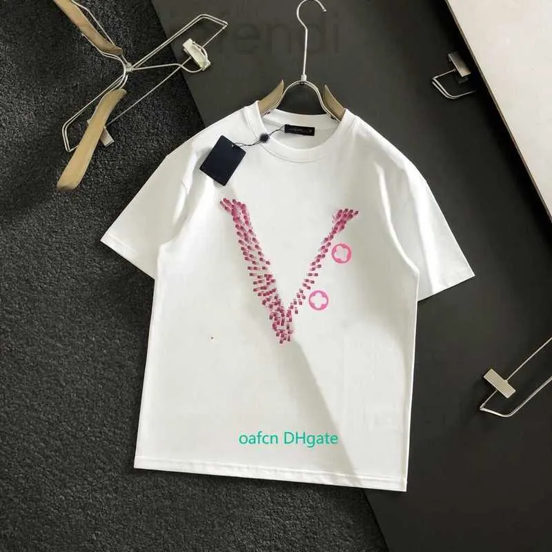 T-shirt maschile Designer 23SS Plus Tees Polos Prem Ack e White Bicolor Dente Sbromatura da denti Gradiente Round Neck Short Maniche Suee Street Cotton Top THTK