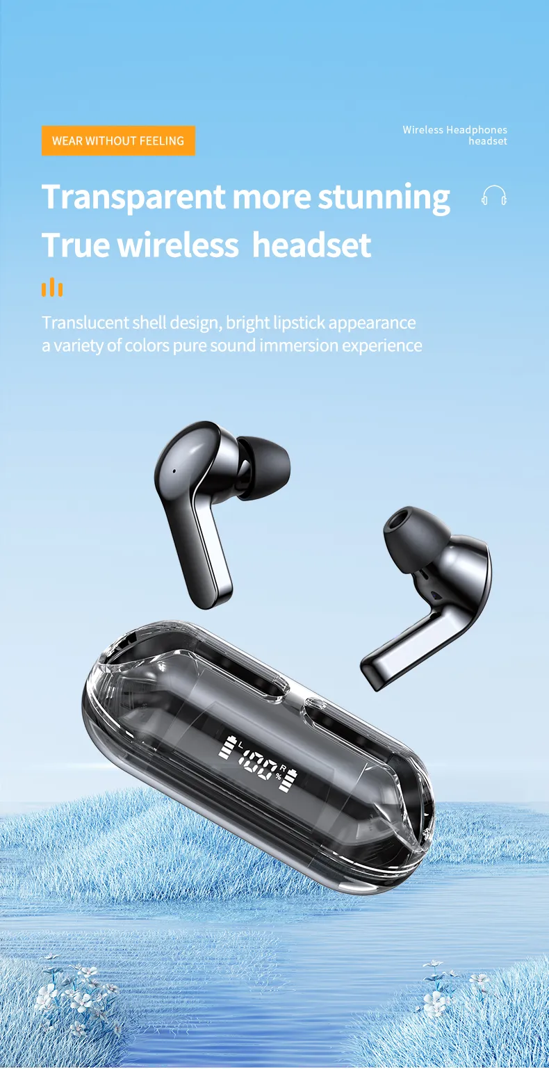 TWS TM20 BlueTooth Earphone Earbuds Wireless Headphones Sport Transparent Headset HiFi Noise Reduction In-ear Audifonos Gamer