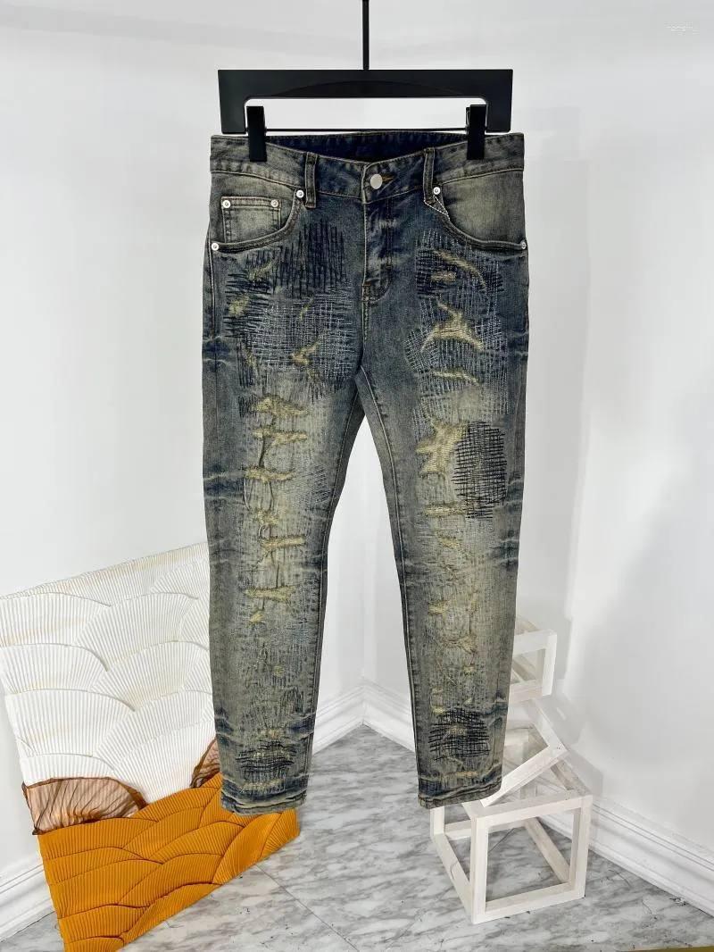 Jeans pour hommes LS0910 Mode 2023 Piste de luxe Design européen Vêtements de style de fête