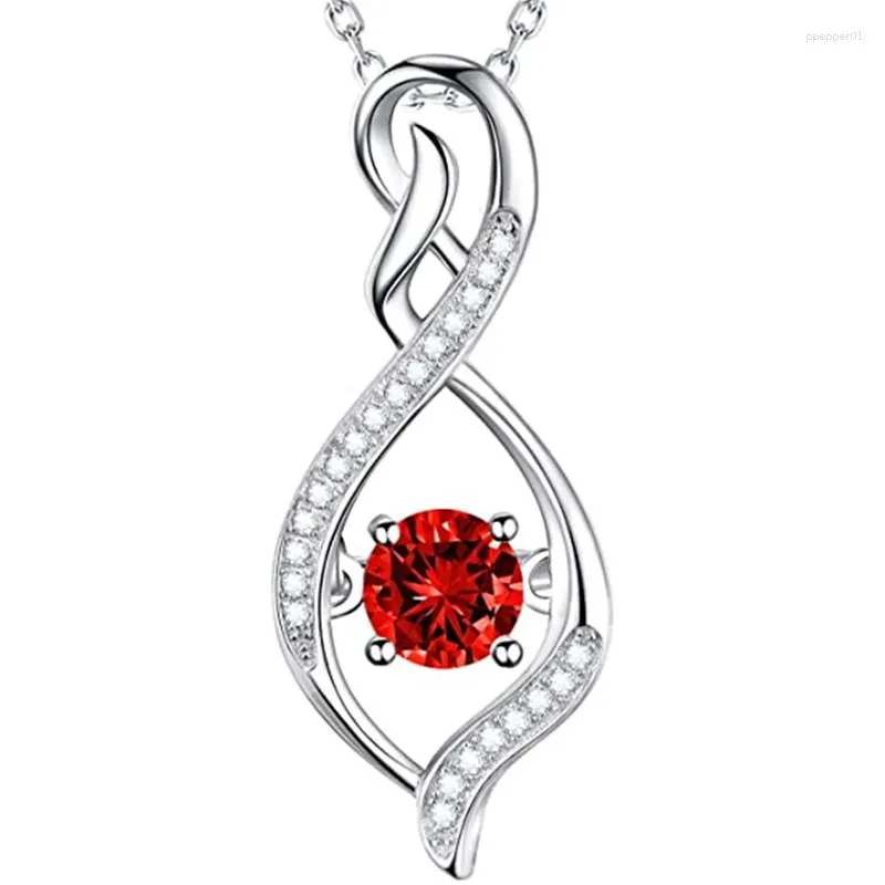 Pendant Necklaces CAOSHI Bright Red Zirconia Necklace Lady Wedding Party Jewelry Silver Color Accessories For Engagement Ceremony