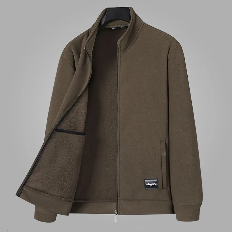 Giubbotti da uomo Autunno 2023 Cappotto caldo in pile da esterno Uomo Primavera Giacca casual sottile Colletto alla coreana Abbigliamento uomo militare polare 4XL 230918