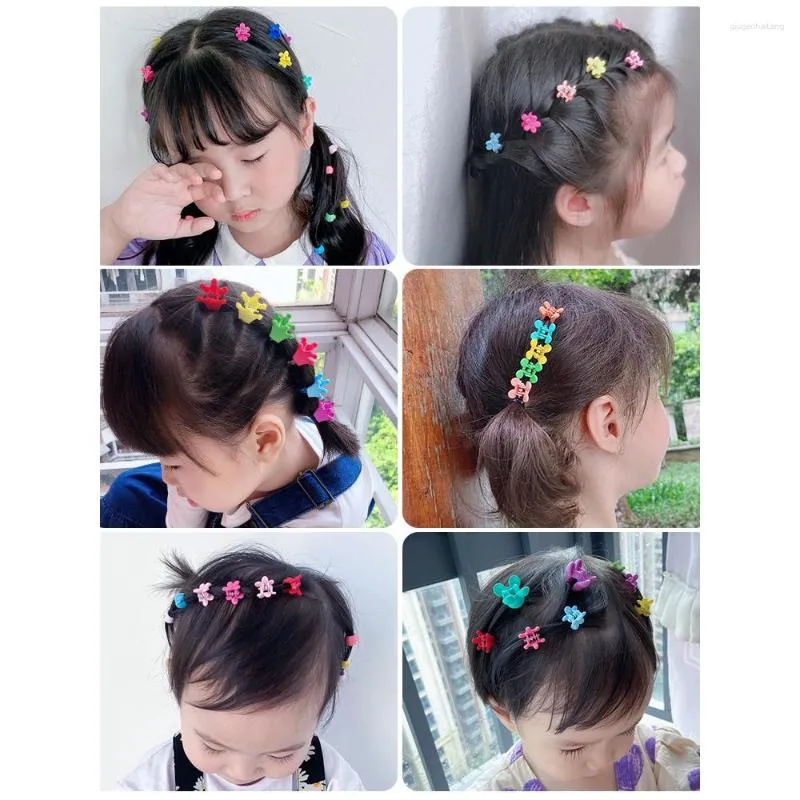 ヘアアクセサリー20/40/60pcs/セットフラワークラウンミニキャンディーカラーカニの女の子のためのベビー甘いヘアピンバレットギフト